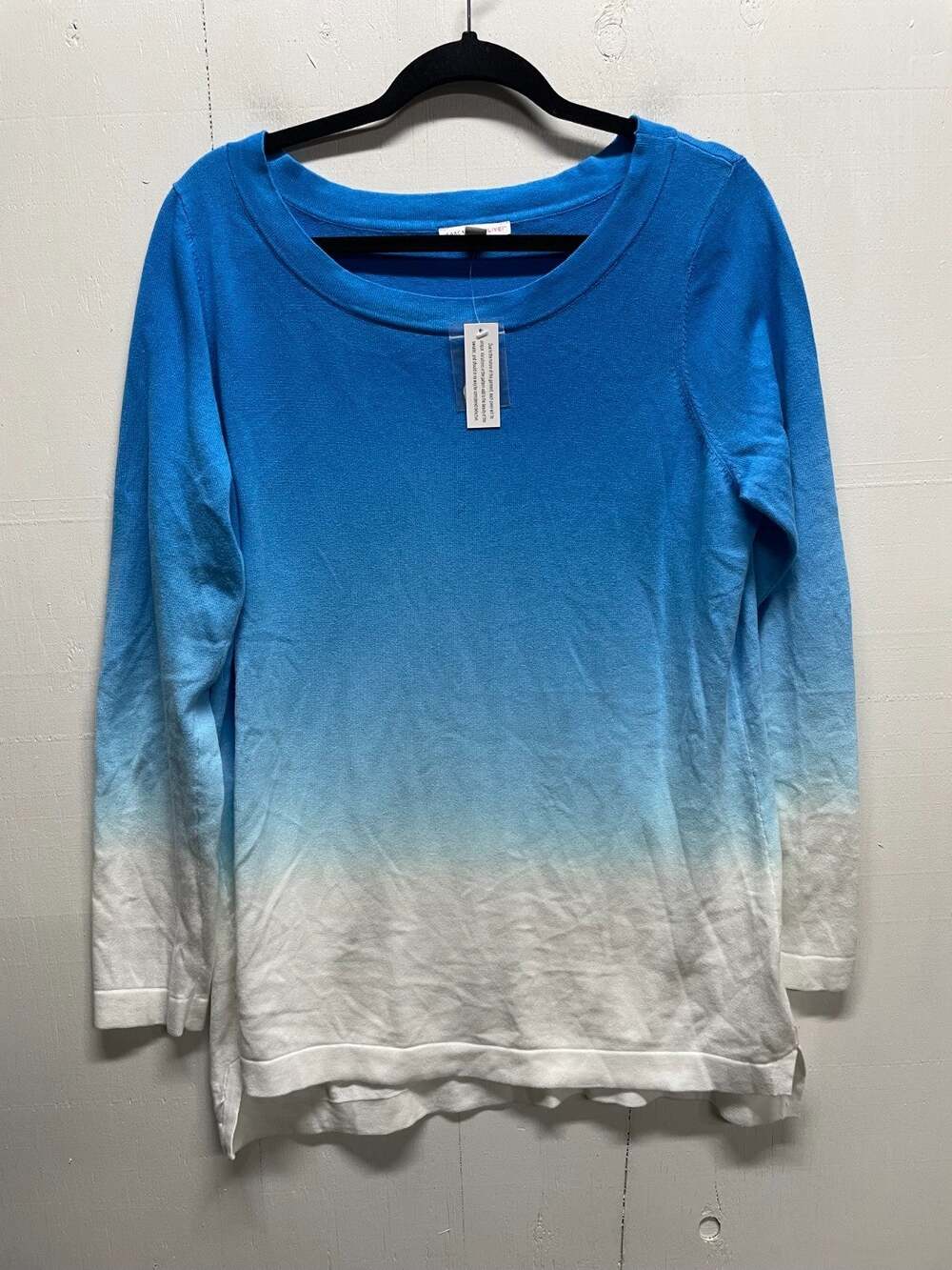 Isaac Mizrahi Live! Womens Blue Ombre Dip-Die Long Sleeve Sweater Size Large NWT